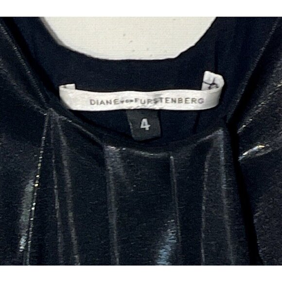 DIANE von FURSTENBERG DVF Lesley Black Liquid Jersey Sleeveless Shift Dress - Picture 8 of 10